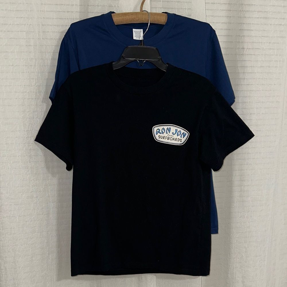 RON JON Custom Surfboards Black Navy Two Cotton Crew Unisex Tees